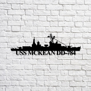 Uss Mckean Dd784 Navy Ship Metal Sign, Memory Wall Metal Sign Gift For Navy Veteran, Navy Ships Silhouette Metal Sign Laser Cut Metal Signs Custom Gift Ideas