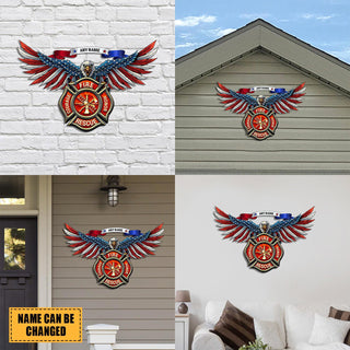 Eagle Firefighter Personalized Metal Sign, Fire Department Customized Wall Decoration Laser Cut Metal Signs Custom Gift Ideas