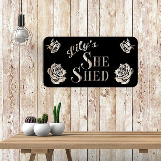 Customized She Shed Flowers Metal Art, Mother's Day Gift Laser Cut Metal Signs Custom Gift Ideas