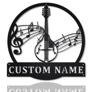 Personalized Mandolin Monogram Metal Sign Art, Custom Mandolin Metal Sign, Mandolin Gifts For Gift, Musical Instrument Gift Laser Cut Metal Signs Custom Gift Ideas