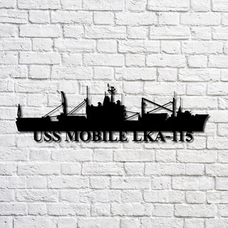 Uss Mobile Lka115 Navy Ship Metal Art, Gift For Navy Veteran, Navy Ships Silhouette Metal Art, Navy Home Decor Laser Cut Metal Signs Custom Gift Ideas