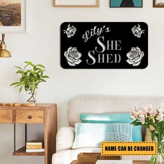 Customized She Shed Flowers Metal Art, Mother's Day Gift Laser Cut Metal Signs Custom Gift Ideas