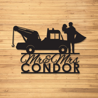 Custom Name, Custom Sign, Mr And Mrs, Wedding Sign, Personalized, Tow Truck Laser Cut Metal Signs Custom Gift Ideas