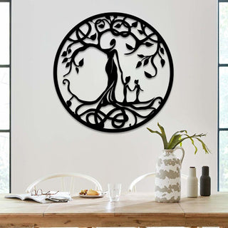 Mom And Two Kids Tree Of Life Metal Sign, Mother Nature Art Laser Cut Metal Signs Custom Gift Ideas