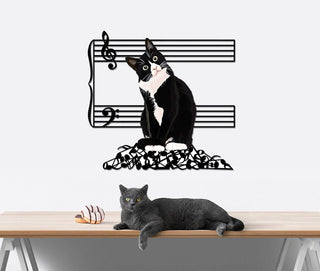 Cat Breaking the music note Cut Metal Sign Laser Cut Metal Signs Custom Gift Ideas