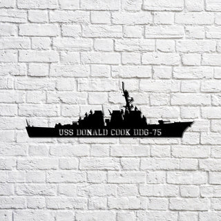 Uss Donald Cook Ddg75 Navy Ship Metal Sign, Memory Wall Metal Sign Gift For Navy Veteran, Navy Ships Silhouette Metal Sign Laser Cut Metal Signs Custom Gift Ideas