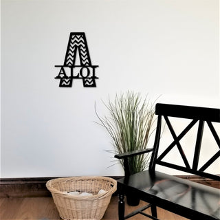 Chevron Monogram Sign, Split Letter Metal Last Name Sign,custom Metal Sign, Front Door Sign, Personalized Gift, Laser Cut Metal Signs Custom Gift Ideas