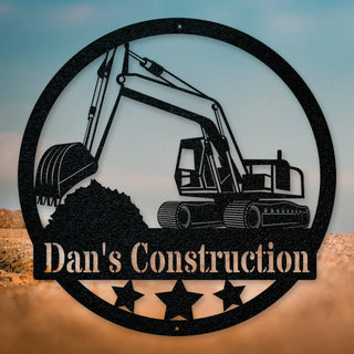 Construction Collection: Personalized Excavator Metal Sign Laser Cut Metal Signs Custom Gift Ideas