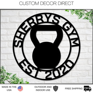 Personalized Gym Sign, Kettlebell Sign, Gym Kettlebell Sign, Home Gym Sign, Cross Fit Sign, Metal Wall Art, Barbell Sign, Outdoor Gym Sign Laser Cut Metal Signs Custom Gift Ideas