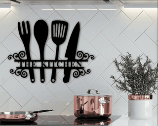 Kitchen utensils personalized name kitchen decor Metal House Sign Laser Cut Metal Signs Custom Gift Ideas