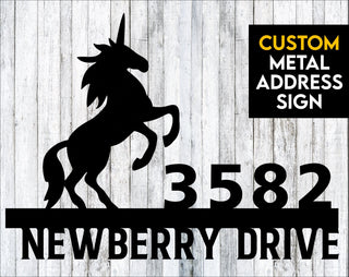 Unicorn Metal Address Sign Custom Address Sign, Cut Metal Sign, Wall Metal Art Laser Cut Metal Signs Custom Gift Ideas