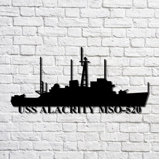 Uss Alacrity Mso520 Navy Ship Metal Art, Custom Us Navy Ship Cut Metal Sign, Gift For Navy Veteran, Navy Ships Silhouette Metal Art, Navy Home Decor Laser Cut Metal Signs Custom Gift Ideas