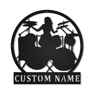 Personalized Drummer Female Metal Sign Art, Custom Drummer Female Metal Sign, Drummer Gifts For Men, Drummer Female Gift, Music Gift, Laser Cut Metal Signs Custom Gift Ideas