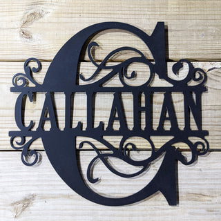 Scroll Monogram Personalized Family Name Metal Sign Steel Wall Art Customized Newlywed Or Housewarming Gift Laser Cut Metal Signs Custom Gift Ideas