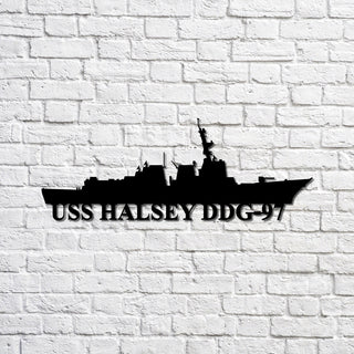 Aeticon PrintPrint Uss Halsey Ddg97 Navy Ship Metal Sign, Memory Wall Metal Sign Gift For Navy Veteran, Navy Ships Silhouette Metal Sign Laser Cut Metal Signs Custom Gift Ideas