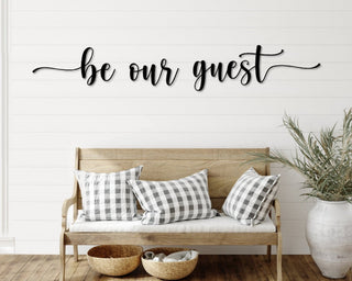 Be Our Guest Metal Word Art, Honey Script Word Art, Indoor Outdoor Be Our Guest Metal Sign, Be Our Guest Metal Wall Art, Farmhouse Decor Laser Cut Metal Signs Custom Gift Ideas