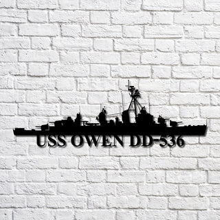 Uss Owen Dd536 Navy Ship Metal Art, Gift For Navy Veteran, Navy Ships Silhouette Metal Art, Navy Home Decor Laser Cut Metal Signs Custom Gift Ideas