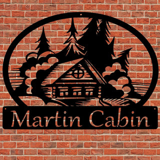 Monogram, Cabin, Nature, Mountains, Rustic, Personalized, Wedding, Housewarming, Weatherproof, Metal Wall Art, Metal Letter Laser Cut Metal Signs Custom Gift Ideas