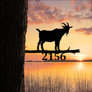 Personalized Address Goat Tree Stake, Garden Decor, Gift For Dad Laser Cut Metal Signs Custom Gift Ideas