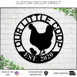 Our Little Coop Sign Metal Sign, Chicken Coop Sign, Metal Chicken Coop Sign, Personalized Chicken Coop Sign, Metal Wall Art, Farmhouse Decor Laser Cut Metal Signs Custom Gift Ideas