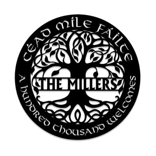 Personalized Tree Of Life Cead Mile Failte Irish Celtic Metal Sign, Metal Laser Cut Metal Signs Custom Gift Ideas