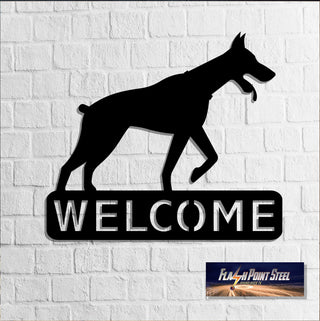 Doberman Sign, Dog House, Family Dog, Entrance Sign, Wall Decor, Plasma Cut Steel, Custom Sign, Welcome Sign, Personalized Laser Cut Metal Signs Custom Gift Ideas