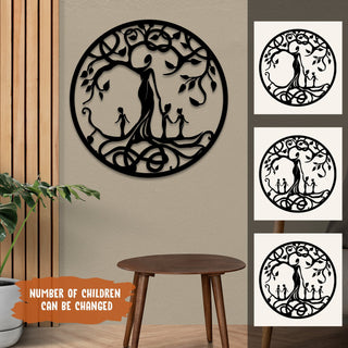 Personalized Number Of Kids Tree Of Life Metal Sign, Mother's Day Gift Laser Cut Metal Signs Custom Gift Ideas