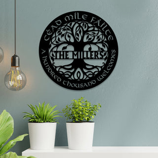 Personalized Tree Of Life Cead Mile Failte Irish Celtic Metal Sign, Metal Laser Cut Metal Signs Custom Gift Ideas