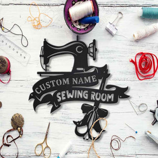 Personalized Name Sewing Room Metal House Sign Laser Cut Metal Signs Custom Gift Ideas