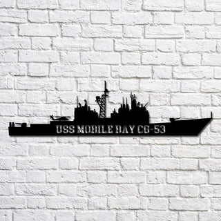 Uss Mobile Bay Cg53 Navy Ship Metal Art, Gift For Navy Veteran, Navy Ships Silhouette Metal Art, Navy Home Decor Laser Cut Metal Signs Custom Gift Ideas