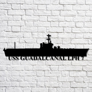 Uss Guadalcanal Lph 7 Navy Ship Metal Art, Custom Us Navy Ship Cut Metal Sign, Gift For Navy Veteran, Navy Ships Silhouette Metal Art, Navy Home Decor Laser Cut Metal Signs Custom Gift Ideas