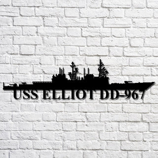 Uss Elliot Dd967 Navy Ship Metal Art, Custom Us Navy Ship Cut Metal Sign, Gift For Navy Veteran, Navy Ships Silhouette Metal Art, Navy Home Decor Laser Cut Metal Signs Custom Gift Ideas