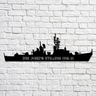 Uss Joseph Strauss Ddg16 Navy Ship Metal Art, Custom Us Navy Ship Cut Metal Sign, Gift For Navy Veteran, Navy Ships Silhouette Metal Art, Navy Home Decor Laser Cut Metal Signs Custom Gift Ideas