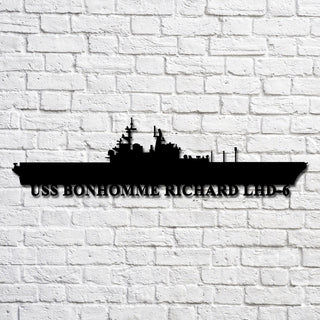 Uss Bonhomme Richard Lhd 6 Navy Ship Metal Art, Custom Us Navy Ship Cut Metal Sign, Gift For Navy Veteran, Navy Ships Silhouette Metal Art, Navy Home Decor Laser Cut Metal Signs Custom Gift Ideas