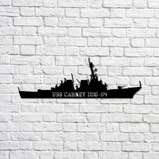 Uss Carney Ddg84 Navy Ship Metal Sign, Memory Wall Metal Sign Gift For Navy Veteran, Navy Ships Silhouette Metal Sign Laser Cut Metal Signs Custom Gift Ideas