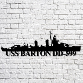 Uss Barton Dd599 Navy Ship Metal Art, Custom Us Navy Ship Cut Metal Sign, Gift For Navy Veteran, Navy Ships Silhouette Metal Art, Navy Home Decor Laser Cut Metal Signs Custom Gift Ideas