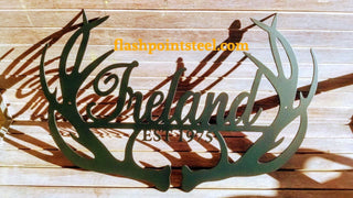 Custom Metal Sign, Antlers, Steel Art, Antler Monogram, Antler Sign, Family Name Sign, Wreath, Ranch Sign, Home Decor, Deer Antlers Laser Cut Metal Signs Custom Gift Ideas