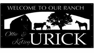 Huge Metal Ranch Sign With Barn Horse Cow Calf, Metal Wall Art, Metal House Sign Laser Cut Metal Signs Custom Gift Ideas