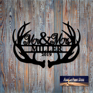 Custom Metal Sign, Antlers, Steel Art, Antler Monogram, Antler Sign, Family Name Sign, Wreath, Ranch Sign, Home Decor, Deer Antlers Laser Cut Metal Signs Custom Gift Ideas