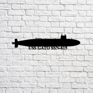 USS Gato SSN615 submarine Navy Ship Metal Sign, Memory Wall Metal Sign Gift for Navy Veteran Laser Cut Metal Signs Custom Gift Ideas