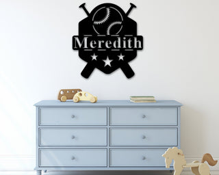 Softball Baseball Name Sign, Nursery Decor, Personalized Metal Sign, Metal, Personalized Name Sign, Metal Name Sign, Kids Name Sign, Sports, Metal Laser Cut Metal Signs Custom Gift Ideas