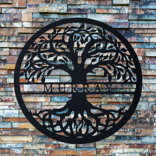 Tree Of Life With Personalized Name Metal Sign Custom Family Name Monogram Personalized Gift Metal Monogram Tree Indoor Or Outdoor Laser Cut Metal Signs Custom Gift Ideas