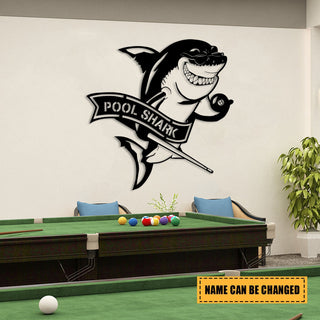 Pool Shark Billards Metal Art, Pool Wall Decoration Laser Cut Metal Signs Custom Gift Ideas