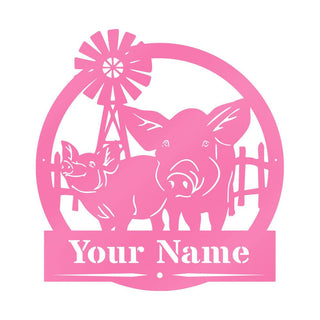 Personalized Pig Monogram Metal Pig Farm Sign Laser Cut Metal Signs Custom Gift Ideas