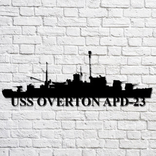 Uss Overton Apd 23 Navy Ship Metal Art, Gift For Navy Veteran, Navy Ships Silhouette Metal Art, Navy Home Decor Laser Cut Metal Signs Custom Gift Ideas