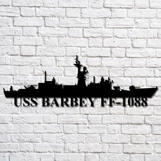 Aeticon PrintPrint Uss Barbey Ff1088 Navy Ship Metal Art, Custom Us Navy Ship Cut Metal Sign, Gift For Navy Veteran, Navy Ships Silhouette Metal Art, Navy Home Decor Laser Cut Metal Signs Custom Gift Ideas