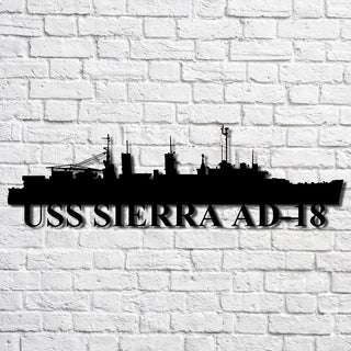 Uss Sierra Ad18 Navy Ship Metal Art, Gift For Navy Veteran, Navy Ships Silhouette Metal Art, Navy Home Decor Laser Cut Metal Signs Custom Gift Ideas