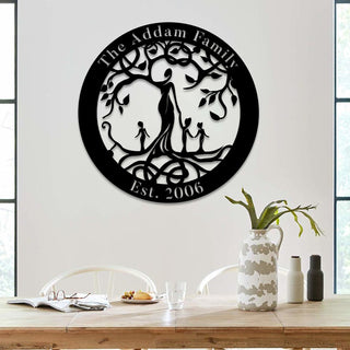 Personalized Any Text Mom And Kids Tree Of Life Metal Art, Gift For Mother Laser Cut Metal Signs Custom Gift Ideas