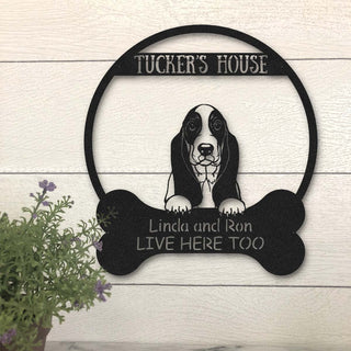 Basset Hound Dog Lovers Funny Personalized Metal House Sign Laser Cut Metal Signs Custom Gift Ideas