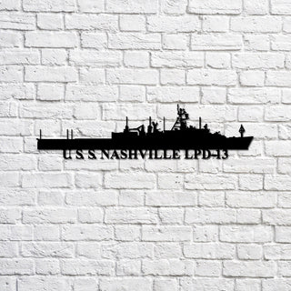 USS Nashville LPD13 Navy Ship Metal Sign, Memory Wall Metal Sign Gift for Navy Veteran Laser Cut Metal Signs Custom Gift Ideas